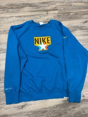 Nike Men’s Bright Blue Crewneck Sweatshirt with Star Logo